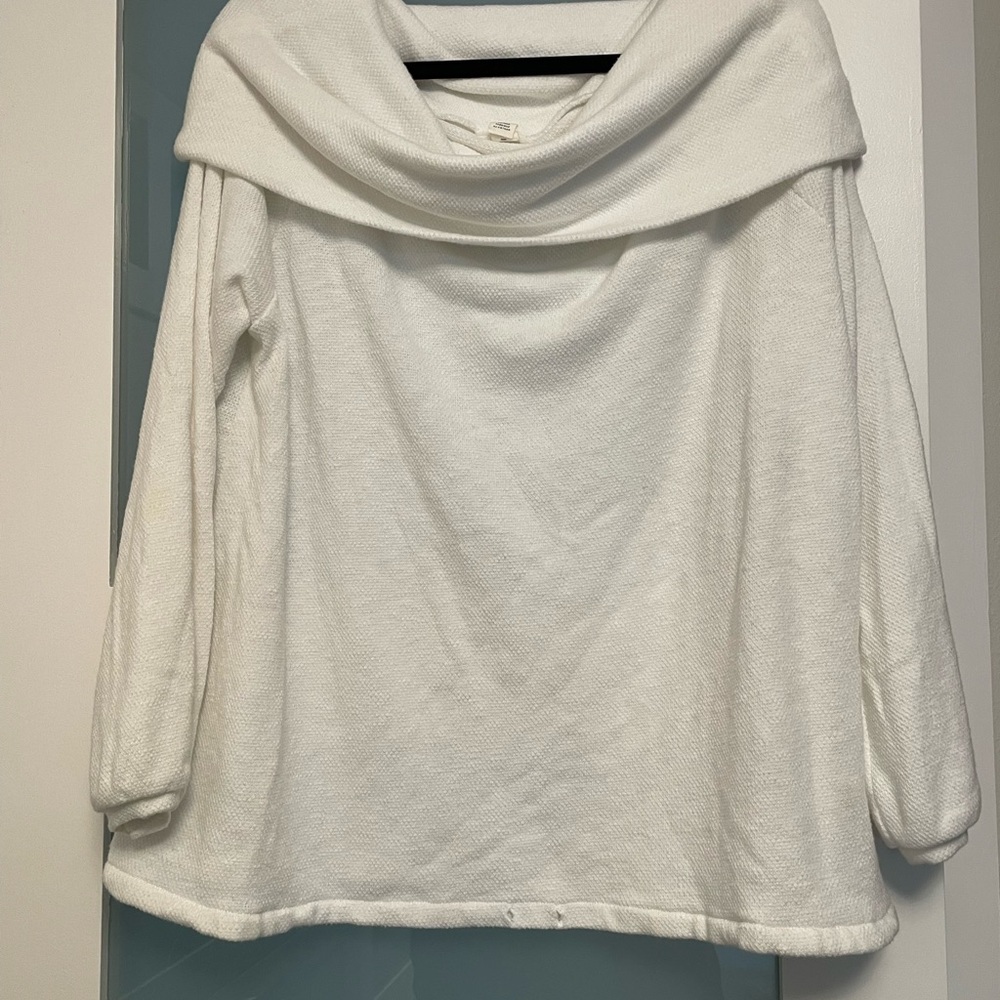 Caslon White Cowl Neck Sweater with Long Sleeves